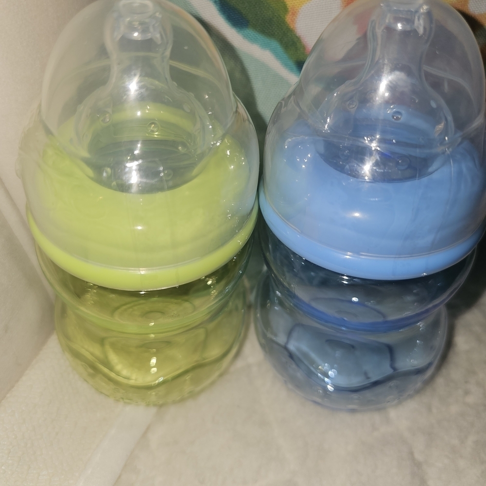 Baby Feeding Bottle Set - Green and Blue 8oz Wide Neck Bottles - Picture 3 of 6
